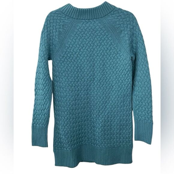 Anthropologie Moth Teal Chunky Mock Turtleneck Tunic Sweater Size SMALL - Picture 2 of 5